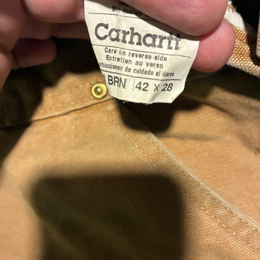 Carhartt Duck Bib Overalls Men's 42x28 Brown Unlined Workwear - Picture 7 of 11